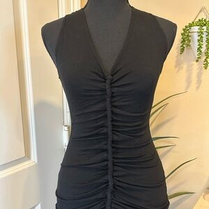 Black Ruched Sleeveless Dress